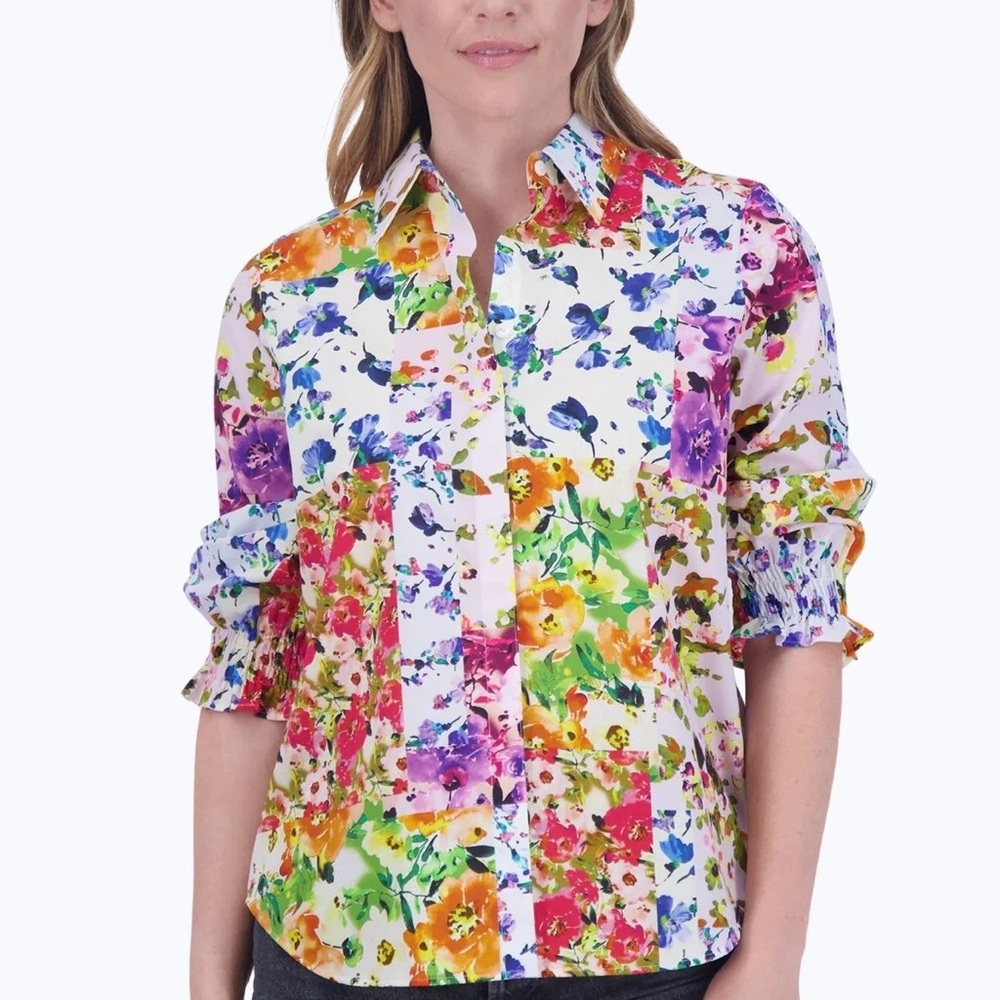 Foxcroft Multicolor Floral Button Down Shirt